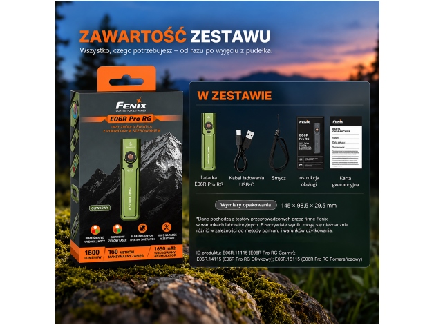Fenix E06R PRO RG olive green LED flashlight - Photo
