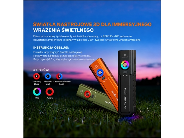 Fenix E06R PRO RG orange LED flashlight - Photo