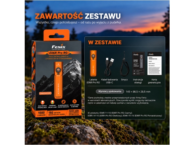 Fenix E06R PRO RG orange LED flashlight - Photo