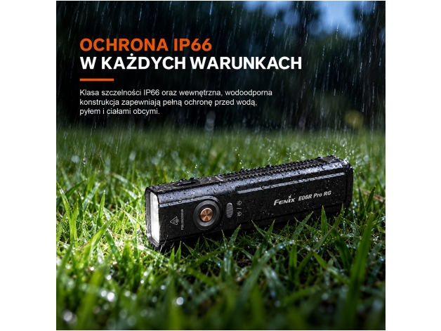 Fenix E06R PRO RG orange LED flashlight - Photo