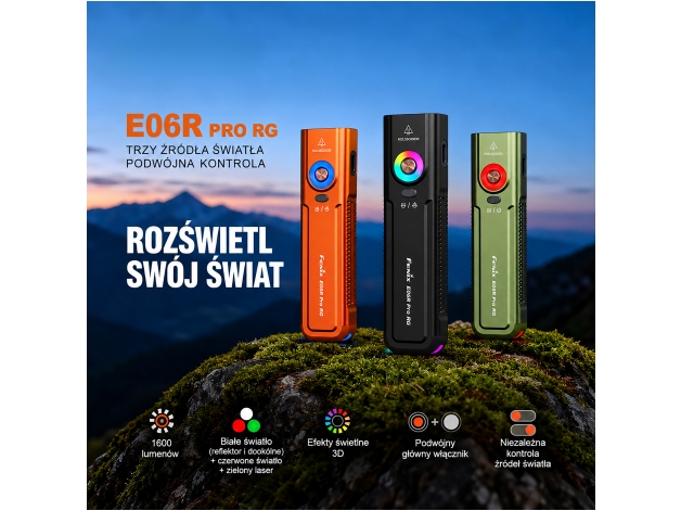 Fenix E06R PRO RG orange LED flashlight - Photo