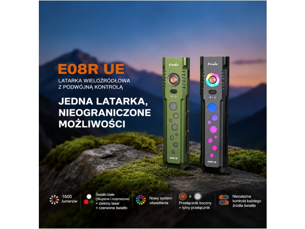 Fenix E08R EU LED flashlight black - Photo