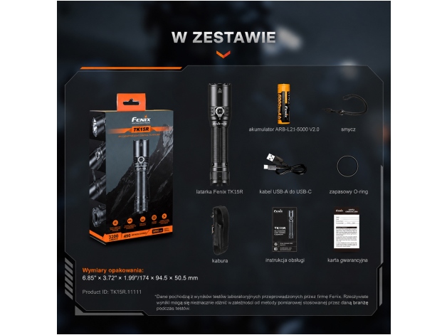 Fenix TK15R LED tactical flashlight - Photo