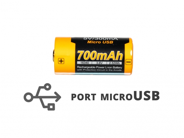 Fenix USB Rechargeable Battery ARB-L16UP (16340 RCR123 700m - Latarki Fenix  - sklep z latarkami