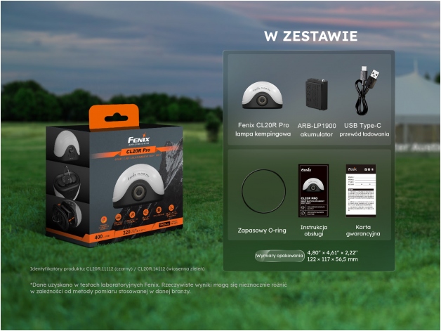 Lampa kempingowa Fenix CL20R PRO czarna - Zdjęcie