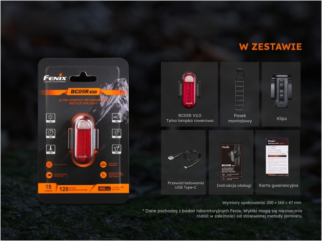 Lampa rowerowa Fenix BC05R V2.0 - Zdjęcie