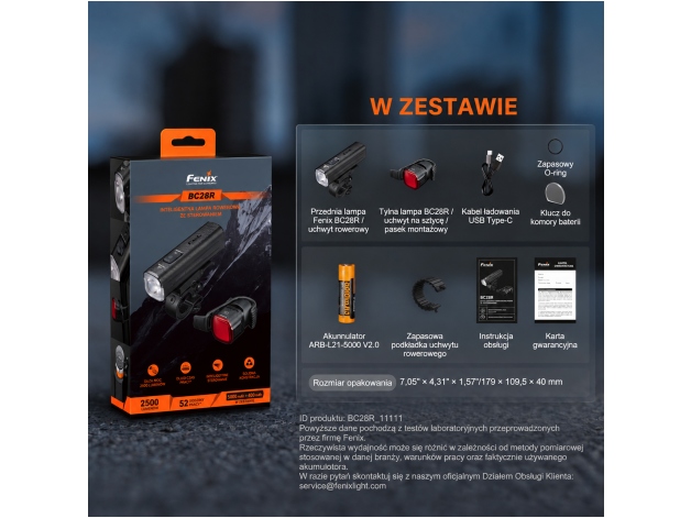 Lampa rowerowa Fenix BC28R - Zdjęcie