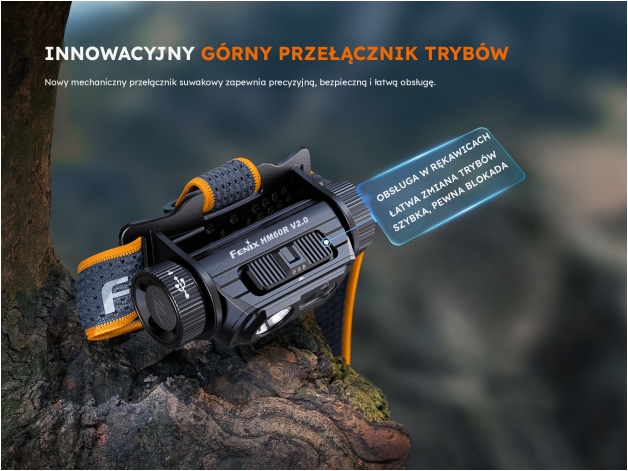 Latarka czołowa Fenix HM60R V2.0 czarna - Zdjęcie