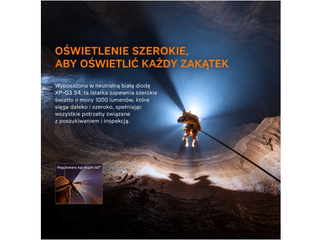 Latarka czołowa Fenix HP30R V2.0 czarna - Zdjęcie