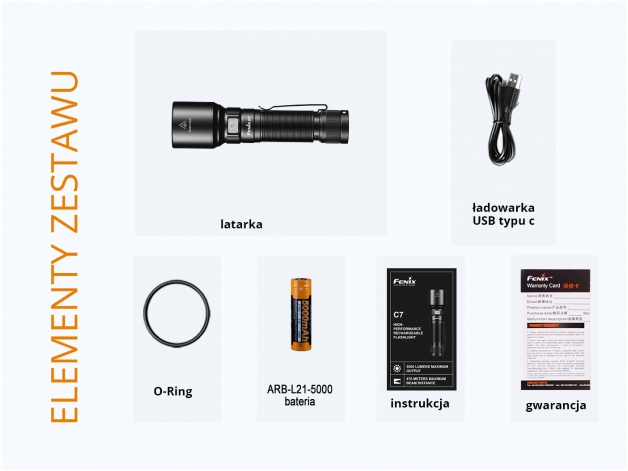 Latarka LED Fenix C7 czarna - Zdjęcie