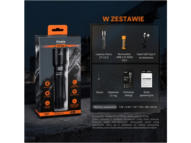 Latarka LED Fenix C7 V2.0 czarna - Zdjęcie