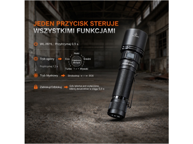 Latarka LED Fenix C7 V2.0 czarna - Zdjęcie