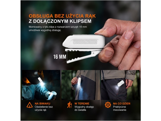 Latarka LED Fenix E04R biała - Zdjęcie