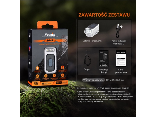 Latarka LED Fenix E04R biała - Zdjęcie