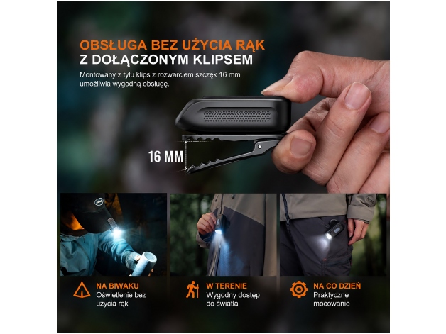 Latarka LED Fenix E04R czarna - Zdjęcie