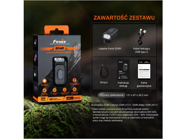 Latarka LED Fenix E04R czarna - Zdjęcie