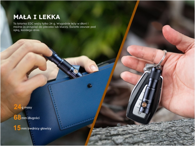 Latarka LED Fenix E05R czarna - Zdjęcie