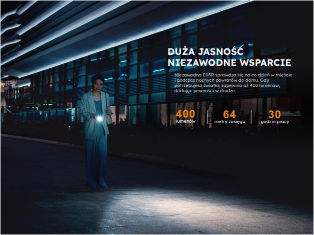 Latarka LED Fenix E05R czarna - Zdjęcie