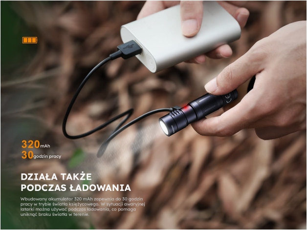 Latarka LED Fenix E05R czarna - Zdjęcie