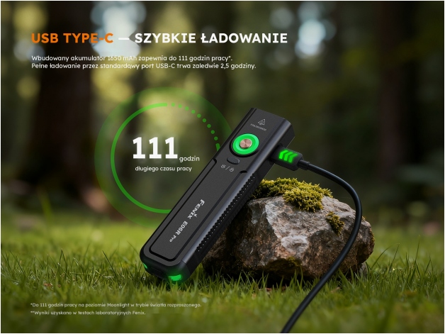 Latarka LED Fenix E06R Pro EU czarna - Zdjęcie