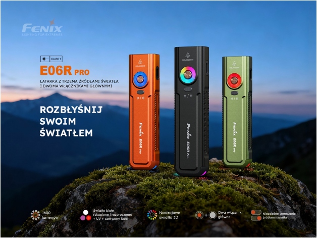 Latarka LED Fenix E06R Pro EU czarna - Zdjęcie