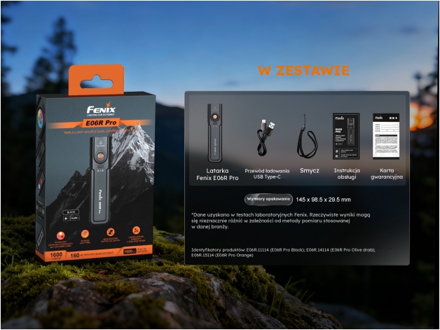 Latarka LED Fenix E06R Pro EU czarna - Zdjęcie