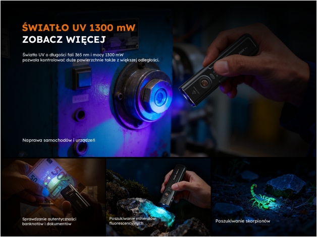 Latarka LED Fenix E06R Pro EU czarna - Zdjęcie