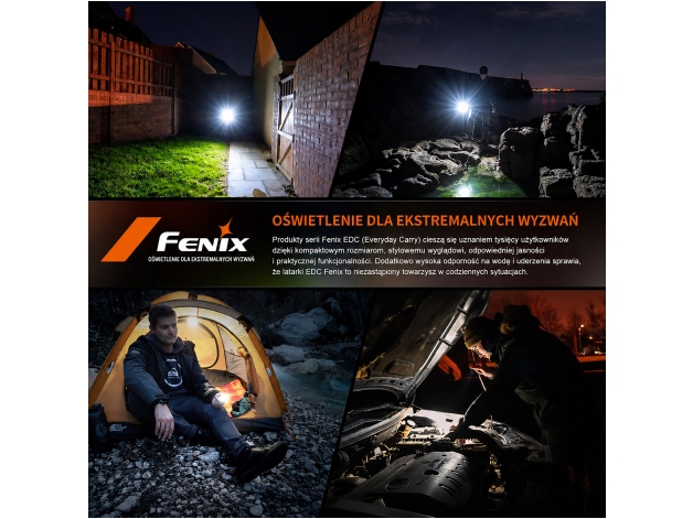 Latarka LED Fenix E08R UE oliwkowa - Zdjęcie