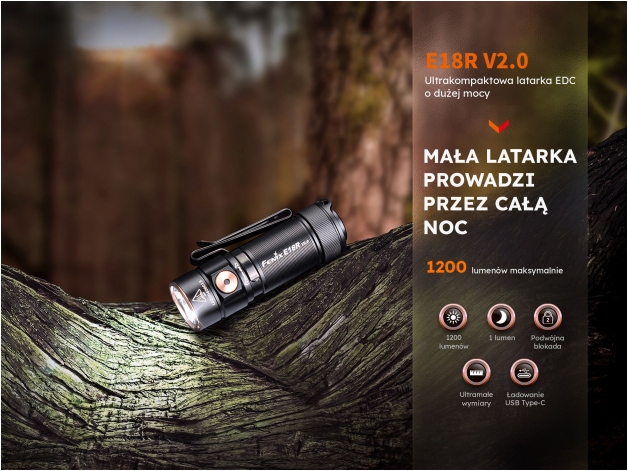 Latarka LED Fenix E18R V2.0 - Zdjęcie
