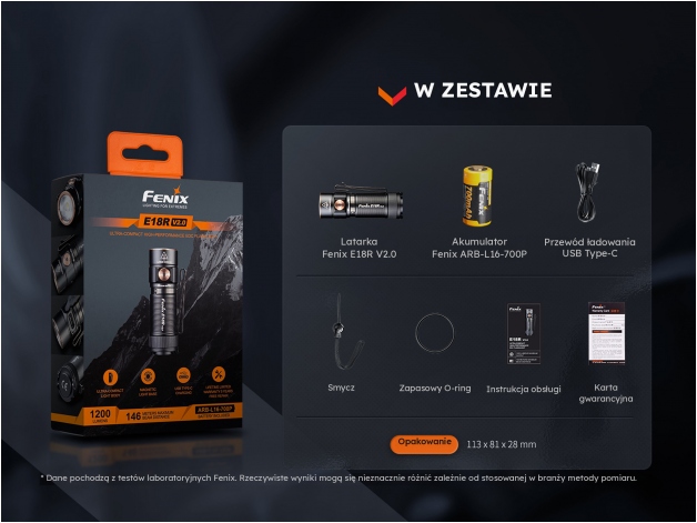 Latarka LED Fenix E18R V2.0 - Zdjęcie