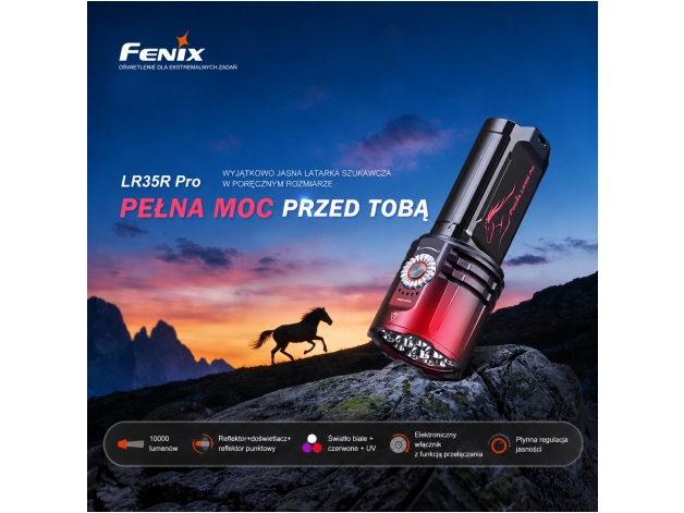 Latarka LED Fenix LR35R PRO (Koń) czarna edycja limitowana - Zdjęcie