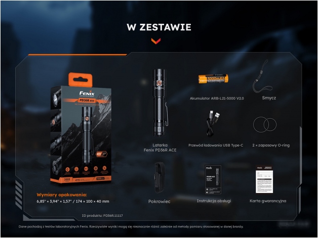Latarka taktyczna LED Fenix PD36R ACE - Zdjęcie