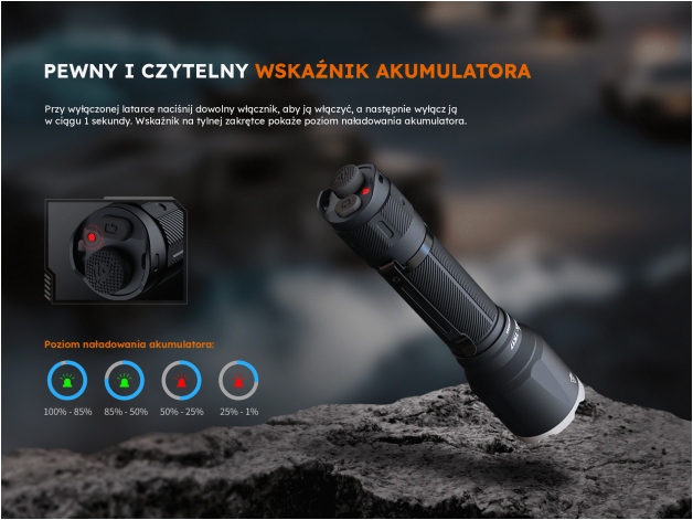 Latarka taktyczna LED Fenix TK17 czarna - Zdjęcie