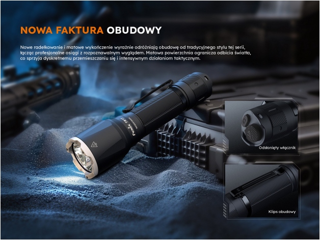 Latarka taktyczna LED Fenix TK17 czarna - Zdjęcie