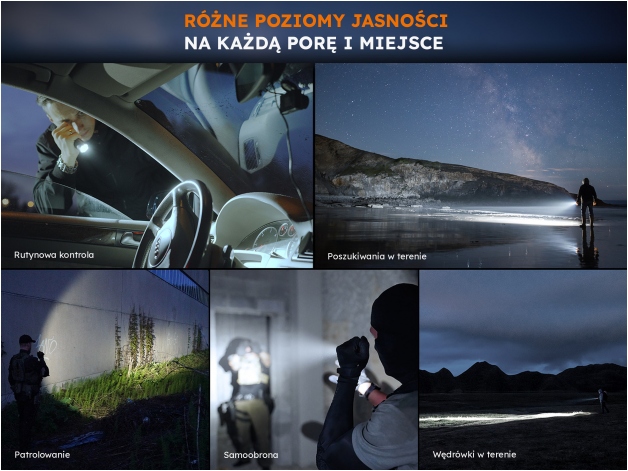 Latarka taktyczna LED Fenix TK17 czarna - Zdjęcie