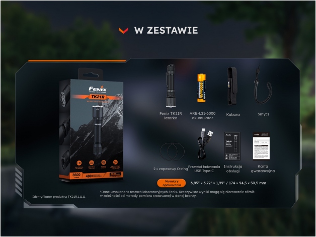 Latarka taktyczna LED Fenix TK21R khaki edycja limitowana - Zdjęcie