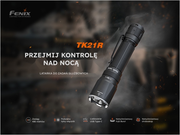 Latarka taktyczna LED Fenix TK21R khaki edycja limitowana - Zdjęcie
