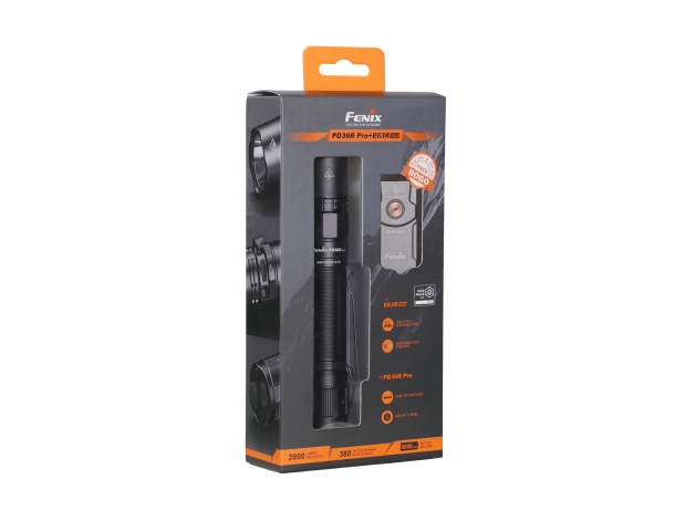 Zestaw latarek LED Fenix PD36R Pro i E03R V2.0 szara - Zdjęcie